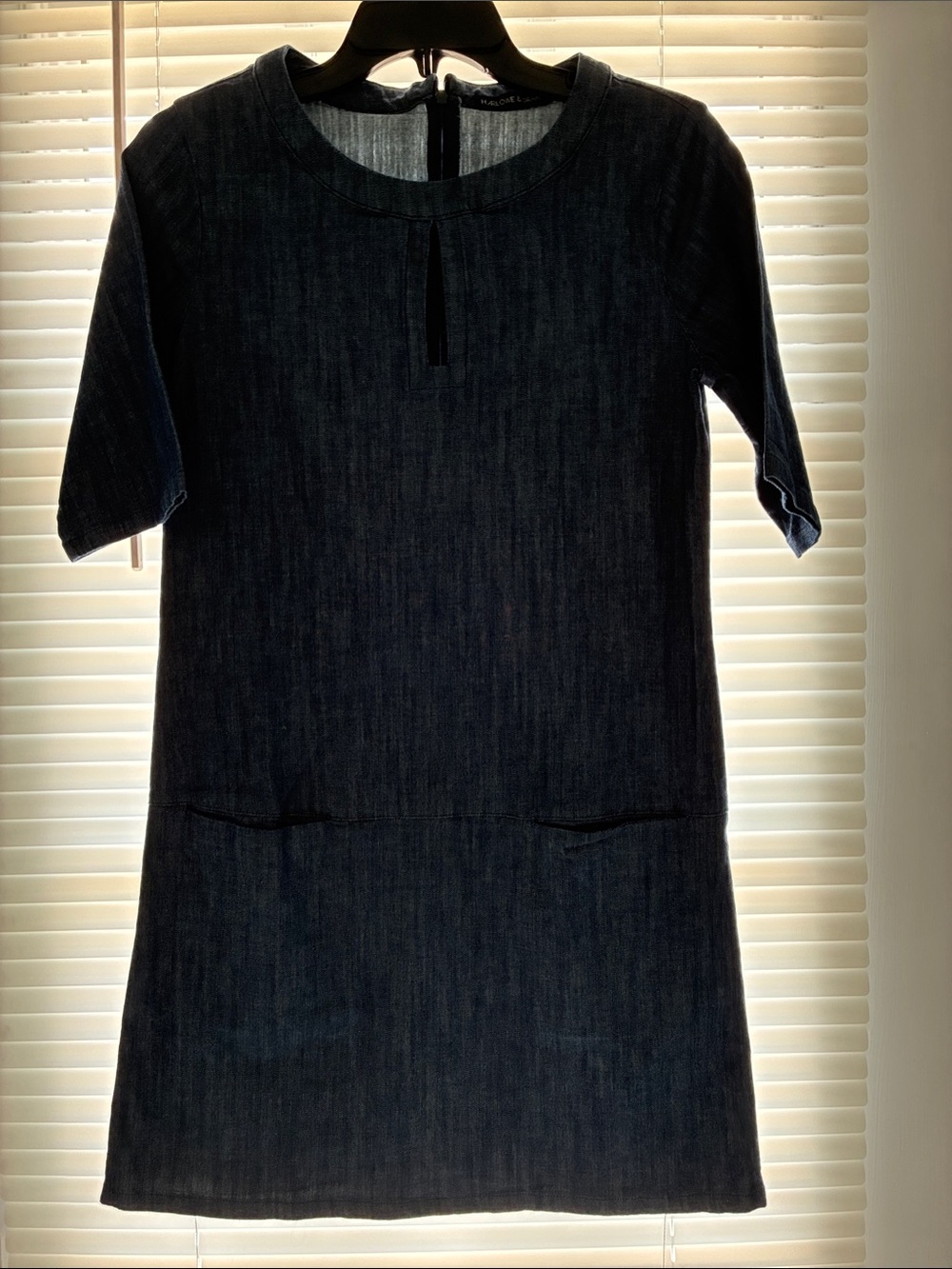 Classic Dark Blue Denim Shift Dress. Size Sm.
